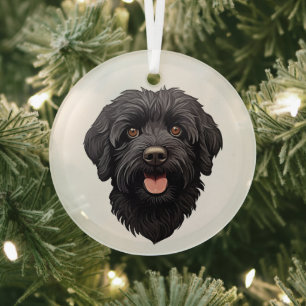 Ornement En Verre Labradoodle Chien noir