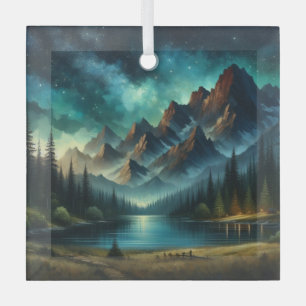 Ornement En Verre Lac Mountain/cabine sous les étoiles