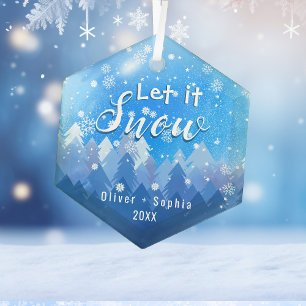 Ornement En Verre Laisser la neige bleu cristal