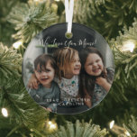 Ornement En Verre L'amour personnalisé Vous Mimi Photo manuscrite<br><div class="desc">Célébrez Mimi avec cet ornement en verre photo personnalisé "We Love You Mimi", avec une belle typographie manuscrite et une photo de famille chère. Qu'elle s'appelle Mimi, Nana, ou un autre nom spécial, tout le texte peut être customisé pour créer un souvenir unique. Parfait pour les vacances, cette décoration est...</div>