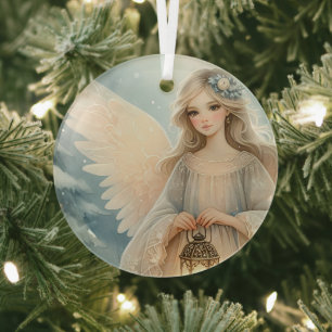 Ornement En Verre Lanterne céleste d'ange d'hiver de grâce