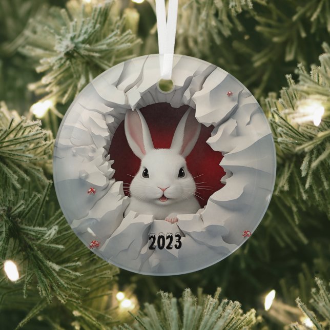 Ornement En Verre Lapin Blanc de Noël (Insitu)