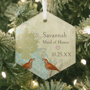 Ornement En Verre Larks de prairie Oiseau Vintage Maid of Honor Orna