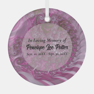Ornement En Verre Lavender Nautilus Fractal Memorial Suncatcher