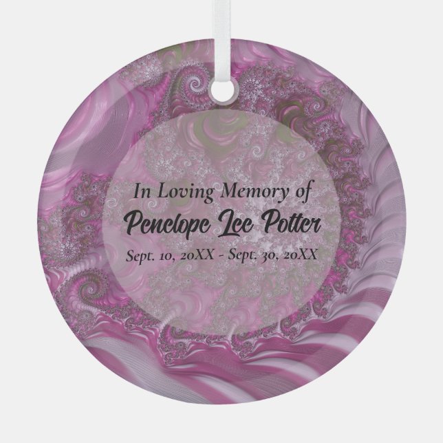 Ornement En Verre Lavender Nautilus Fractal Memorial Suncatcher (Recto)