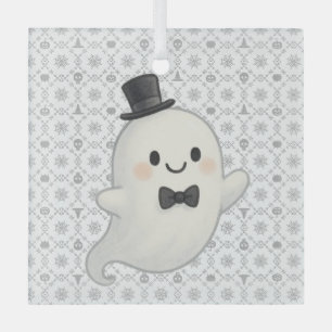 Ornement En Verre Le fantôme de dessin animé de Suave Halloween