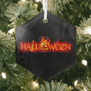 Ornement En Verre Le lettrage massif enflammé d'Halloween de Slipper