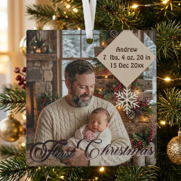 Ornement En Verre Le premier Noël de bébé avec des flocons de neige