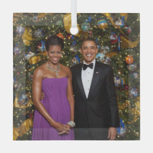 Ornement En Verre Le président américain Barack Obama sur la carte d