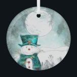 Ornement En Verre Le Snowman<br><div class="desc">Une façon douce de décorer l'arbre avec ce design bonhomme de neige adorable.</div>
