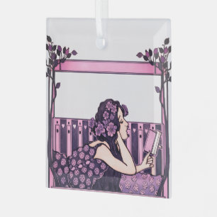 Ornement En Verre Lecteur vintage Art Nouveau