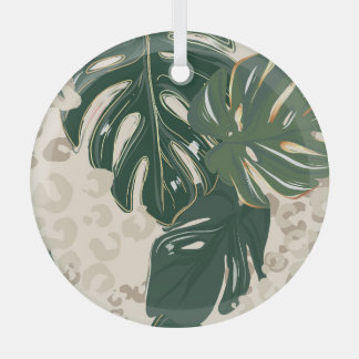 Ornement En Verre Leopard Monstera : Jungle Imprimer Vintage.