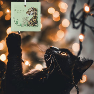 Ornement En Verre Leopard Wild Cat Green Henna