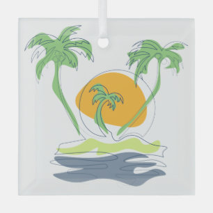 Ornement En Verre Les paysages de plage tropicaux de l'île. Palmier