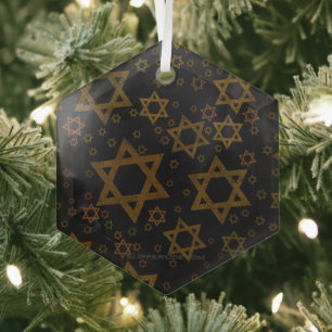 Ornement En Verre L'étoile artistique de David thème Hanukkah de Sli