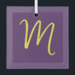 Ornement En Verre Lettre initiale Monogramme élégant Indigo jaune<br><div class="desc">Voulez-vous posséder un produit avec les initiales de votre nom? Il est très simple,  esthétique et attrayant.</div>