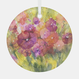 Ornement En Verre Lilac : Aquarelle Vintage du jardin.