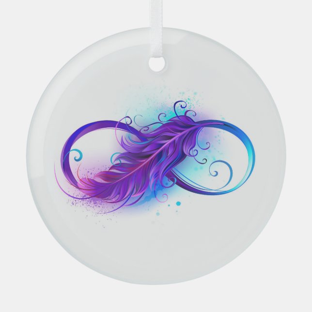 Ornement En Verre L'infini avec plume violette (Recto)