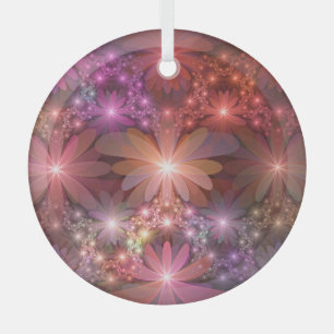 Ornement En Verre Lit De Fleurs Coloré Brillant Art Fractal Abstrait