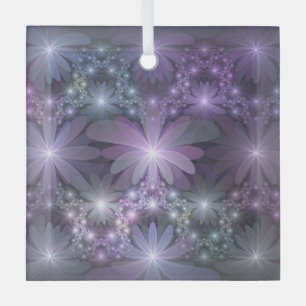Ornement En Verre Lit de fleurs tendance brillant art fractal abstra