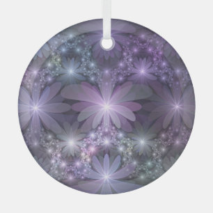 Ornement En Verre Lit de fleurs tendance brillant art fractal abstra