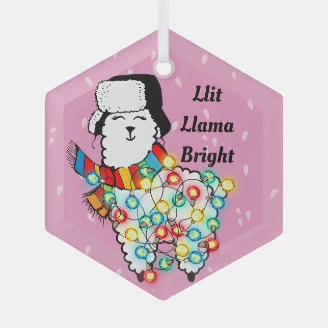 Ornement En Verre Lit Llama Ornament - Fun Fun Personnalisable (Recto)