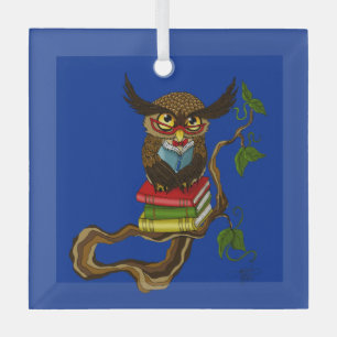 Ornement En Verre Livres Cute Owl