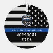 Ornement En Verre Logo personnalisé du service de police Bleu Police (Back)
