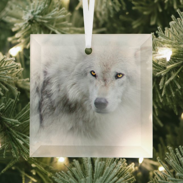 Ornement En Verre Loup blanc Belles vacances de Noël (Insitu)