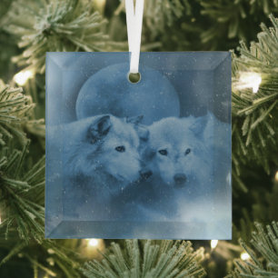 Ornement En Verre Loups de la faune de Noël jolie