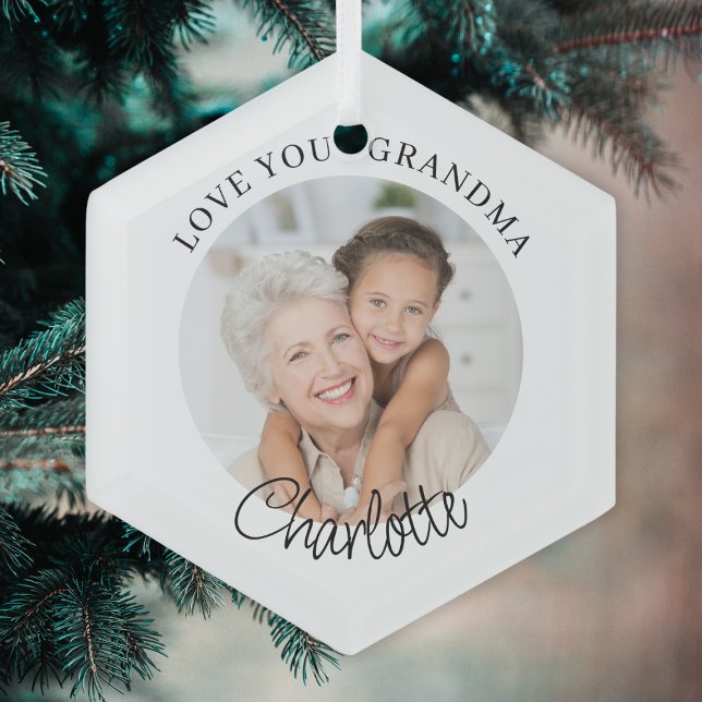 Ornement En Verre Love You Grandma Keepsake Photo (Créateur téléchargé)