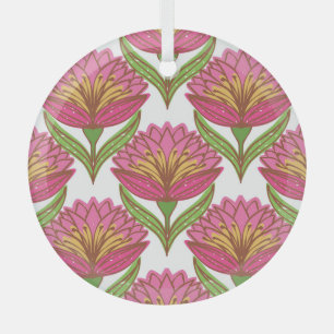 Ornement En Verre Luminosité florale : Vintage blanc rouge.
