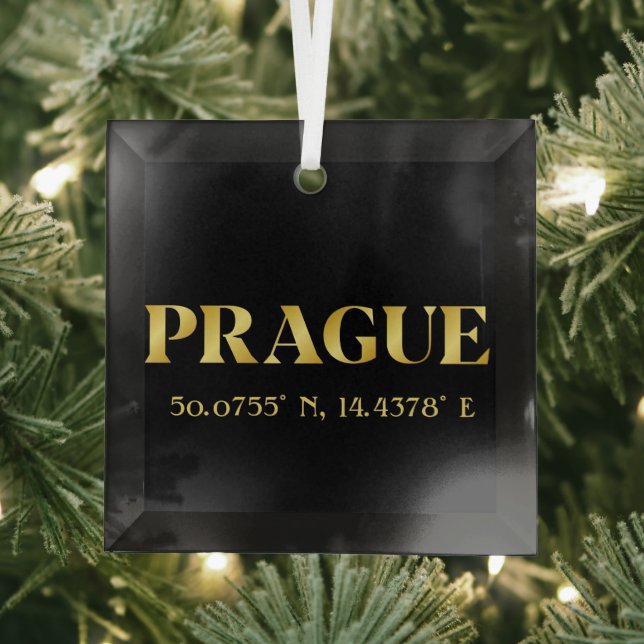 Ornement En Verre Lux Gold Prague Latitude & Longitude (Insitu)
