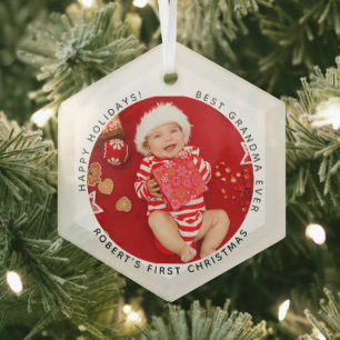 Ornement En Verre Ma première photo de bébé pour les fêtes de Noël g