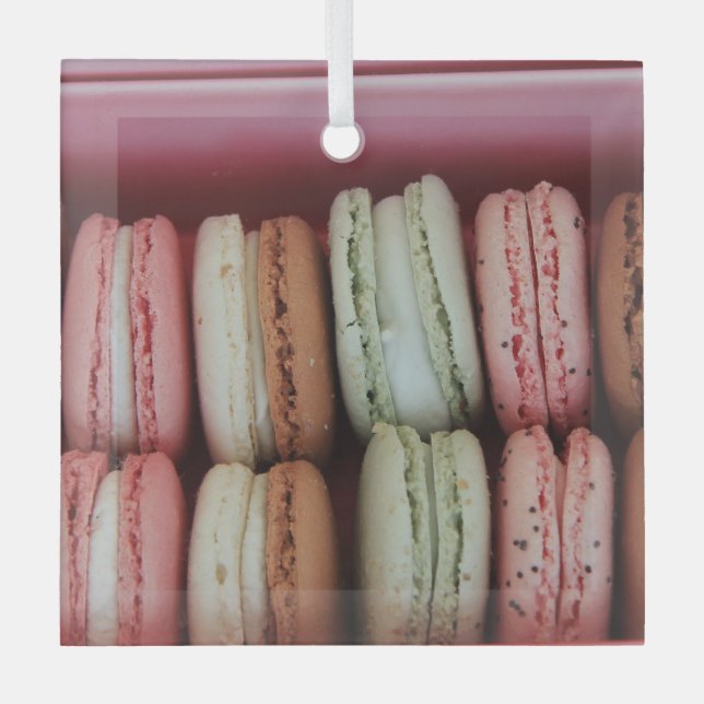 Ornement En Verre Macarons de différentes couleurs (Recto)