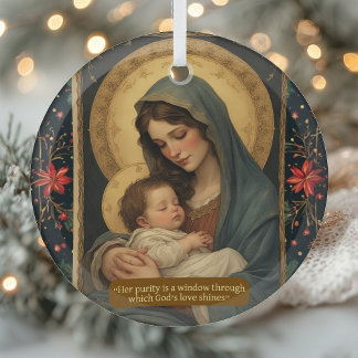 Ornement En Verre Madonna and Child Eternal Grace Vintage Minimalist