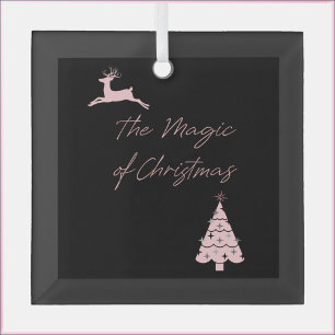 Ornement En Verre Magie des rennes de Noël et de l'arbre