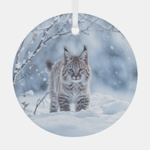 Ornement En Verre Magnifique Noël dans la nature avec un lynx roux