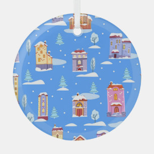 Ornement En Verre Maisons d'hiver scandinave Motif de neige