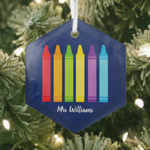 Ornement En Verre Maître d'école Crayon Noël personnalisé
