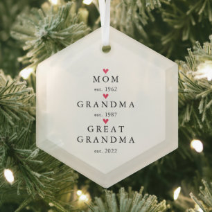 Ornement En Verre Maman Grand-mère Année Est. Noël
