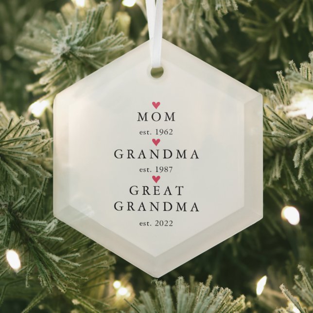 Ornement En Verre Maman | Grand-mère Année Est. Noël (Insitu)