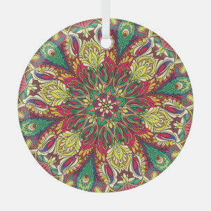 Ornement En Verre Mandala Bandana : Conception Vintage Sans Couche.