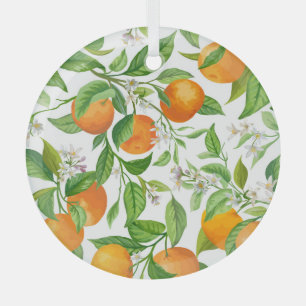 Ornement En Verre Mandarin : Motif coloré tropical