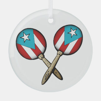 Ornement En Verre Maracas du drapeau Porto Rico