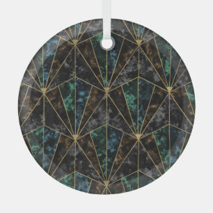 Ornement En Verre Marbre Art Déco : Malachite Luxe