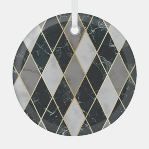 Ornement En Verre Marbre géométrique : Gold Lines Luxe