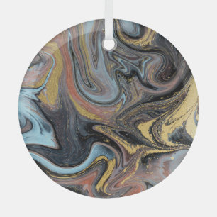 Ornement En Verre Marbre Nature Artwork Parties scintillant d'or