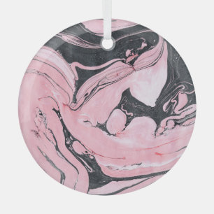 Ornement En Verre Marbre rose noire : Art Abstrait