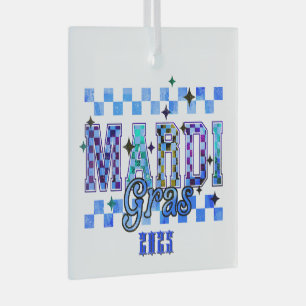 Ornement En Verre Mardi Gras Rouge Noir